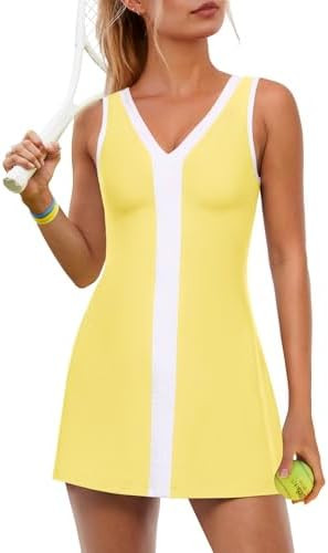 ReachMe Womens Tennis Dresses with Shorts Golf Outfits Athletic Dresses Active Workout Dress Acti... | Amazon (US)