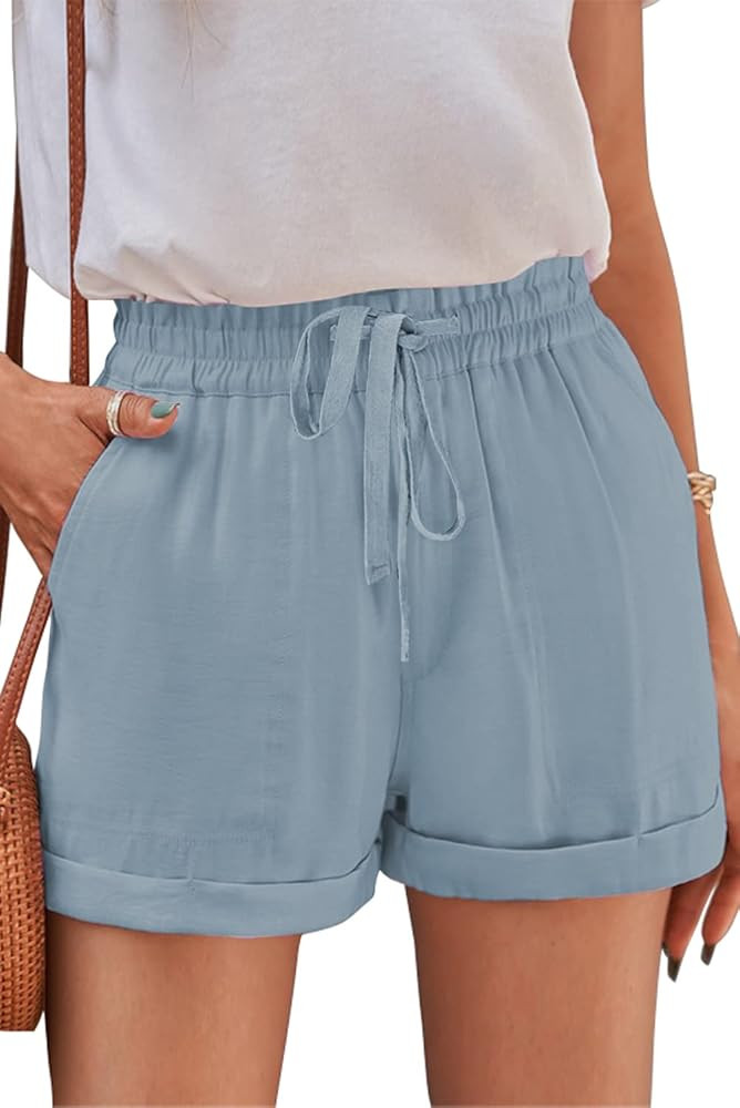 YOCUR Womens Lightweight Shorts Casual Baggy Trendy Short Pants Elastic Waist Drawstring Comfy Sh... | Amazon (US)