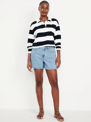 Curvy High-Waisted Baggy Jean Shorts -- 5-inch inseam | Old Navy (US)