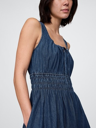 Denim Tie-Front Smocked Waist Mini Dress | Gap (US)