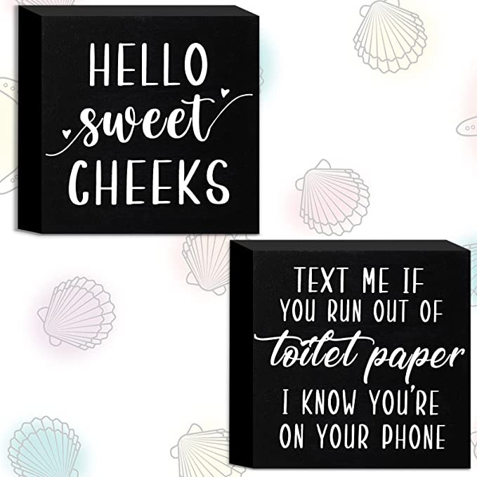 Amazon.com: 2 Pieces Bathroom Decor Funny Quotes Bathroom Sign Farmhouse Rustic Home Decor Modern... | Amazon (US)
