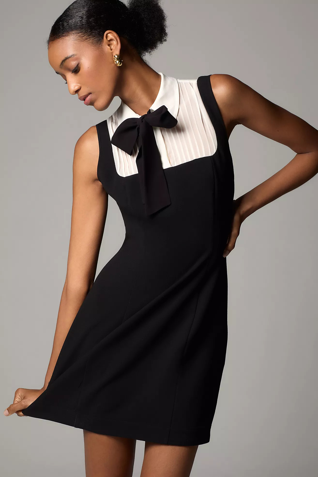 Maeve Collared Bow-Tie Mini Dress | Anthropologie (US)