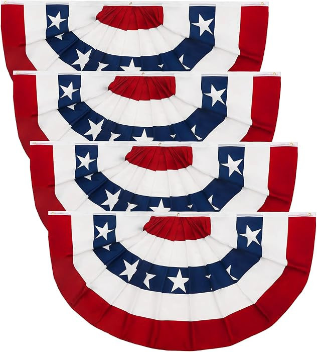 3x6 Ft Patriotic USA Pleated Fan Flags, 4 Pack Bunting Flags,4th of July Decorations Bunting Bann... | Amazon (US)