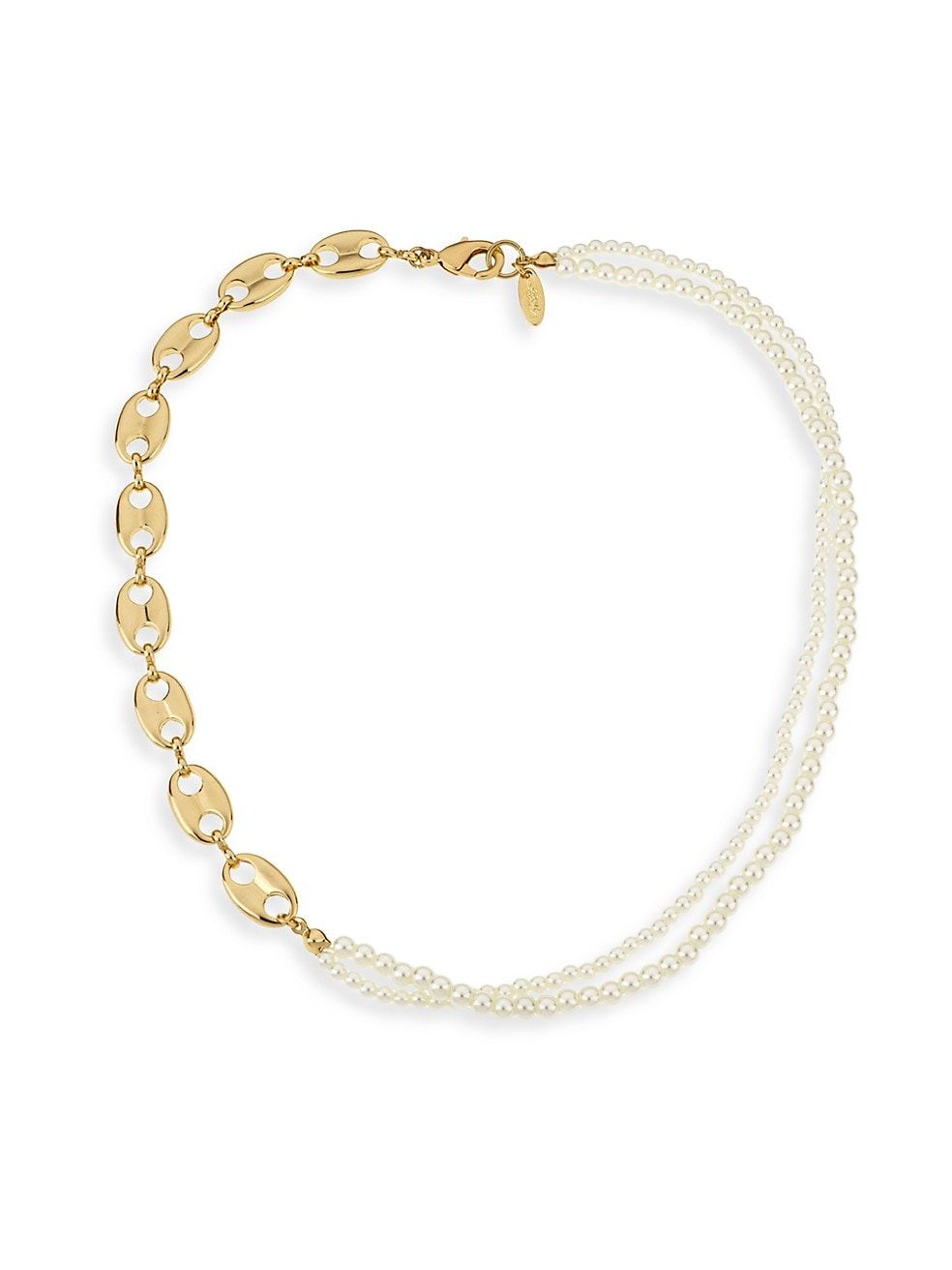 Meet Me Halfway 18K Gold Plated & Faux Pearl Chain Necklace | Saks Fifth Avenue