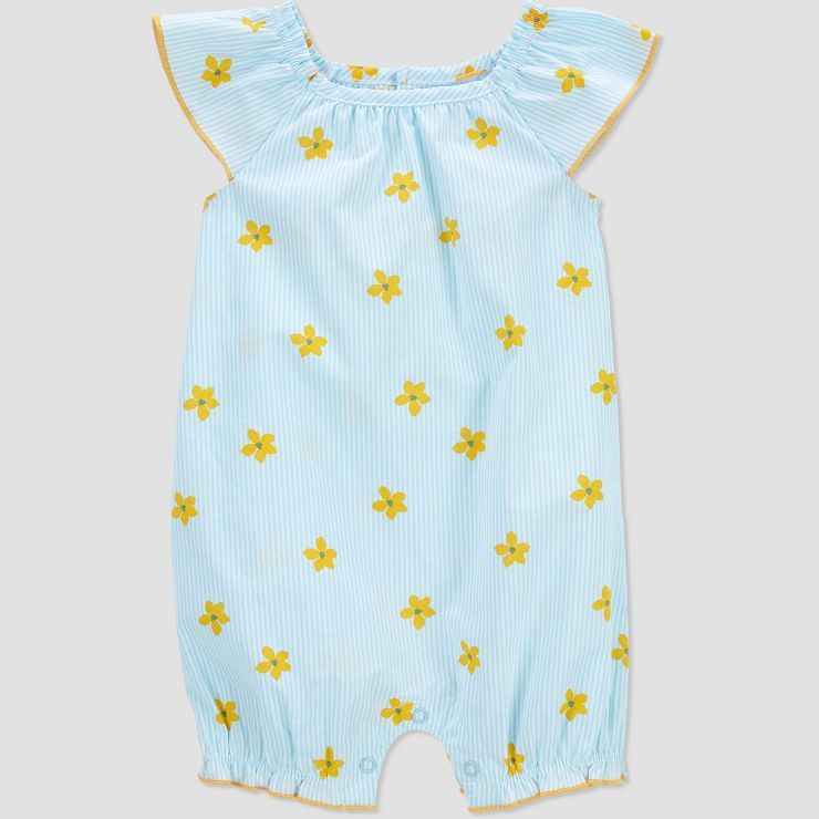 Carter's Just One You® Baby Girls' Flower Striped Romper - Blue | Target