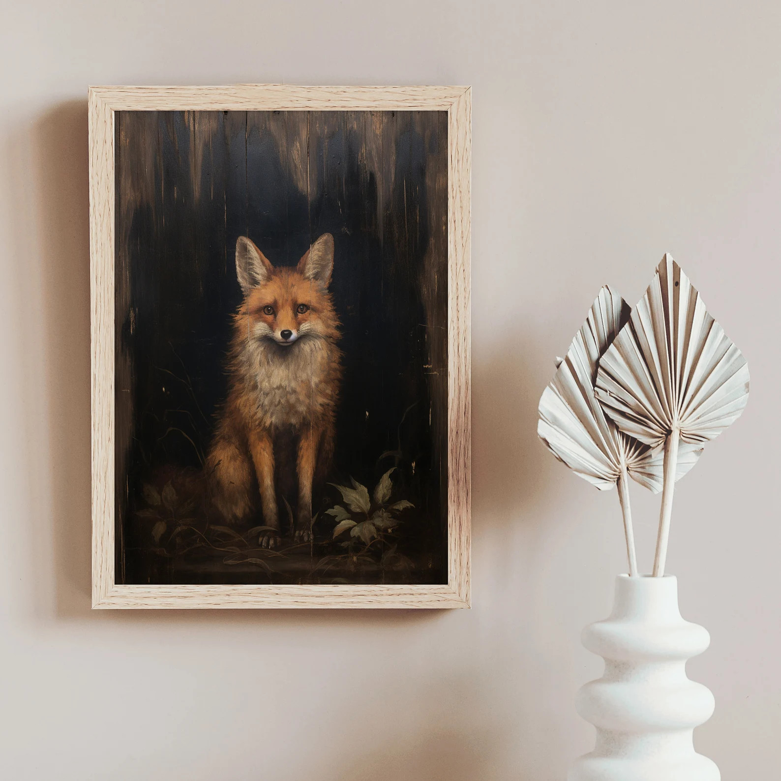 Rustic and Vintage Dark Academia Fox Oil Painting Wall Art , Realistic Gothic Woodland Animal Pos... | Etsy (US)