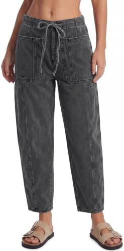 LifeShe Women's Wide Leg Barrel Jeans Relaxed Fit Ankle Length Denim Pants | Mid-Rise Waist; Ligh... | Amazon (US)