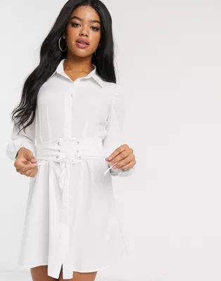 In The Style corset detail oversized shirt in white | ASOS (Global)