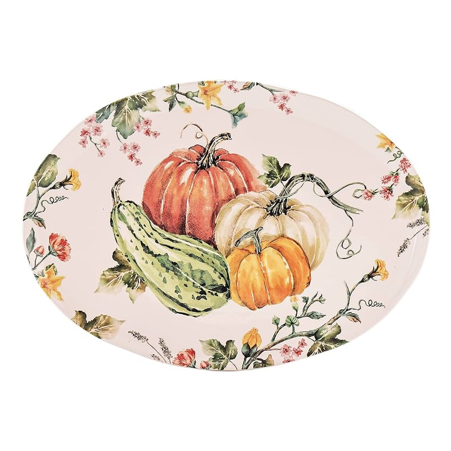 Bico Pumpkin Feast Ceramic 16 inch Oval Platter, Microwave & Dishwasher Safe | Amazon (US)