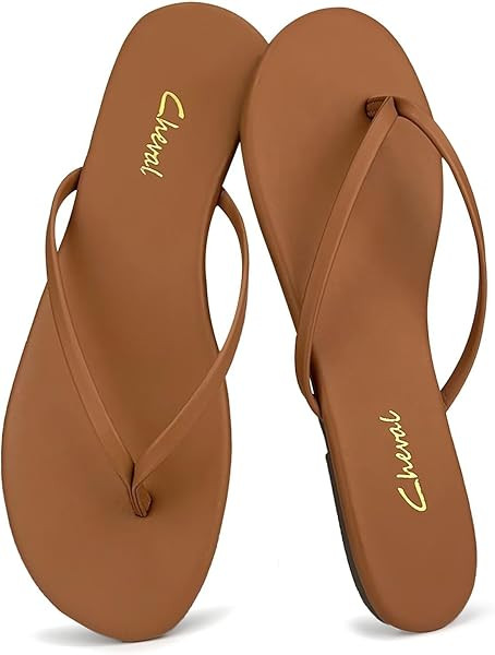 Cheval Flat Leather Flip Flops for Women, Comfortable Dressy Thong Sandals 2026 Summer and Spring... | Amazon (US)