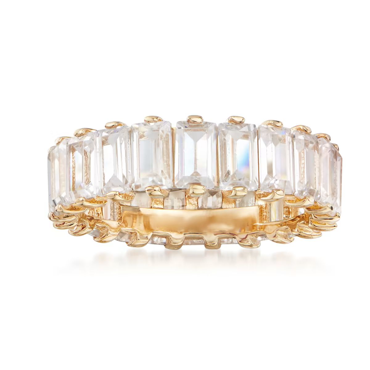 6.00 ct. t.w. Baguette CZ Eternity Band in 18kt Gold Over Sterling | Ross-Simons
