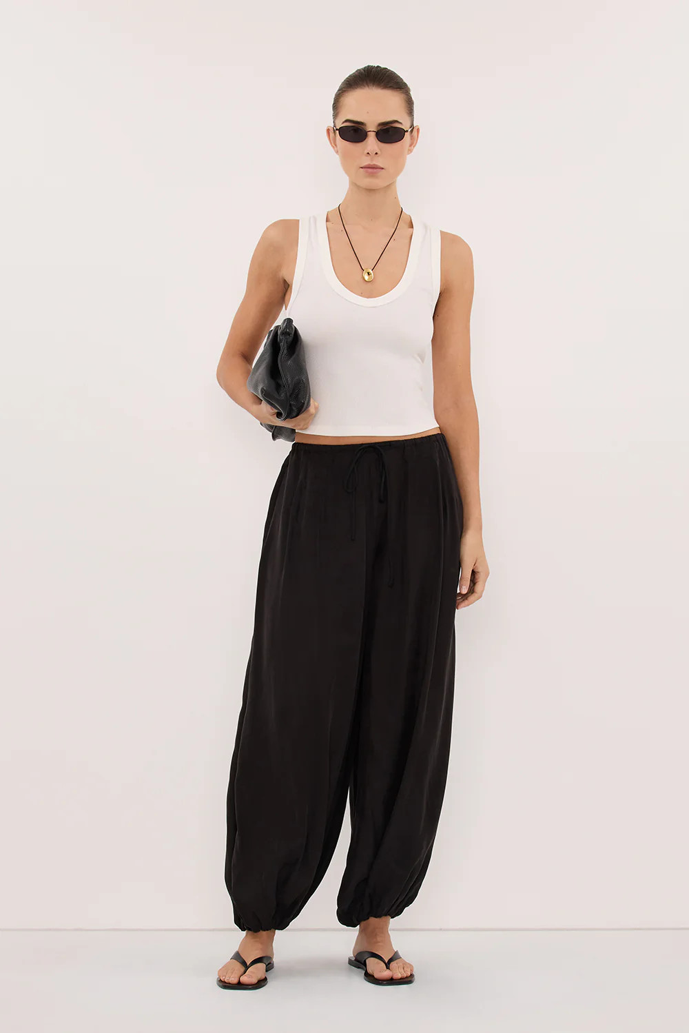 FRANCIS BLACK CUPRO BALLOON PANT | DISSH