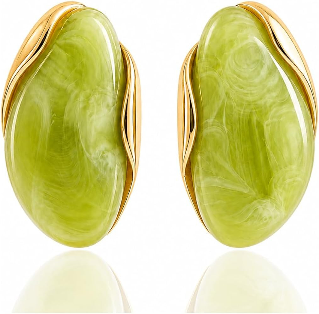 Mchic Colorful Resin Drop Earrings for Women: Boho Irregular Teardrop Statement Earrings Gold Chu... | Amazon (US)