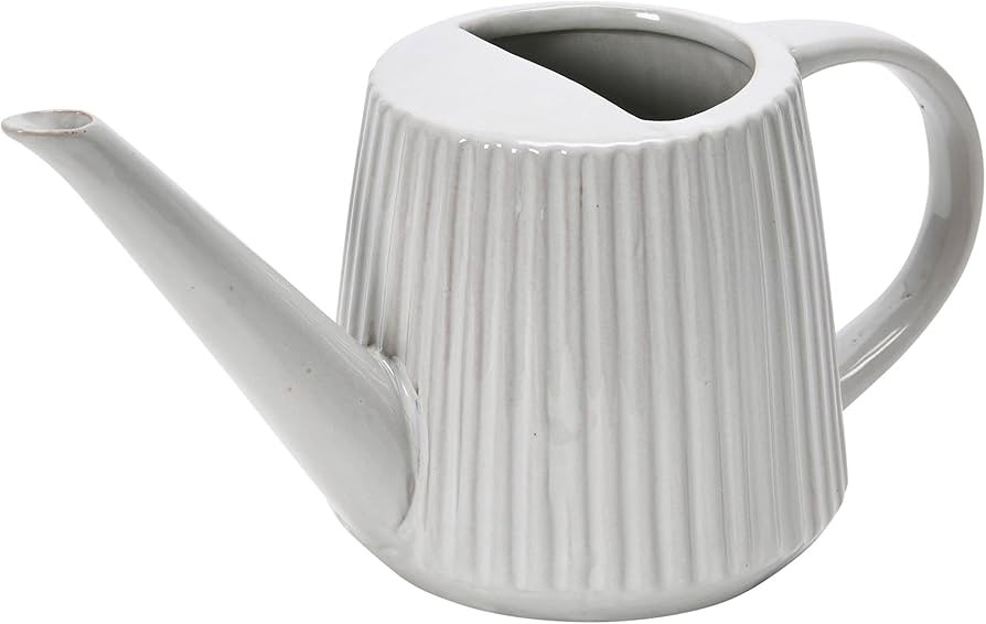 Creative Co-Op Quart Stoneware Reactive Glaze Finish Watering Can, White | Amazon (US)