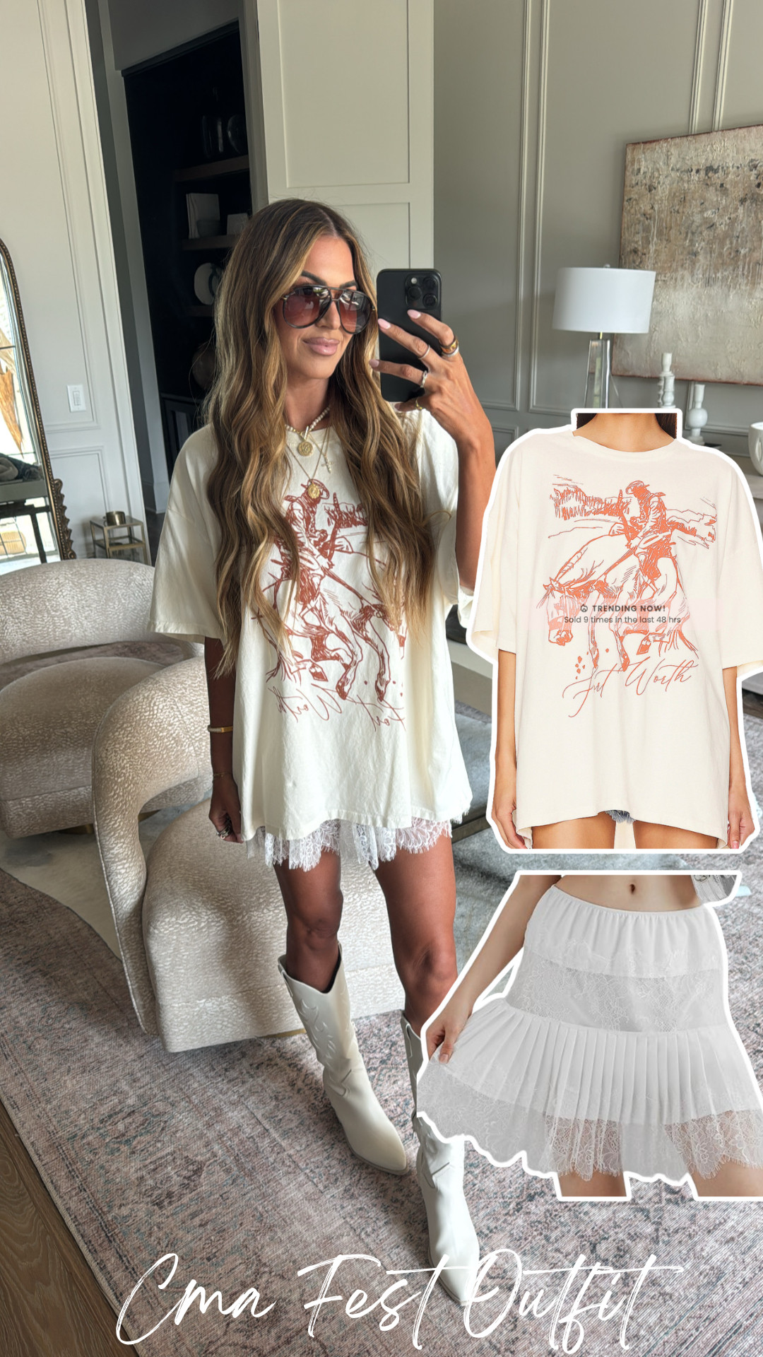 concert outfit staple! wearing a small skirt and medium tee 🤍 

 