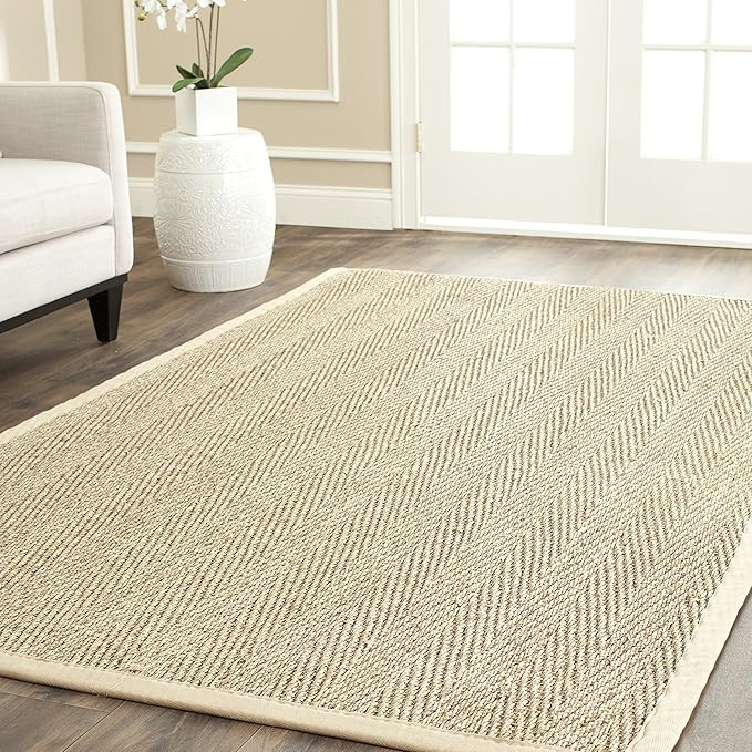SAFAVIEH Area Rug 6x9 - Natural Fiber Collection - Natural & Beige, Seagrass, Herringbone Pattern... | Amazon (US)