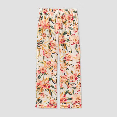 Women's Floral Print Simply Cool Wide Leg Pajama Pants - Stars Above™ Cream | Target