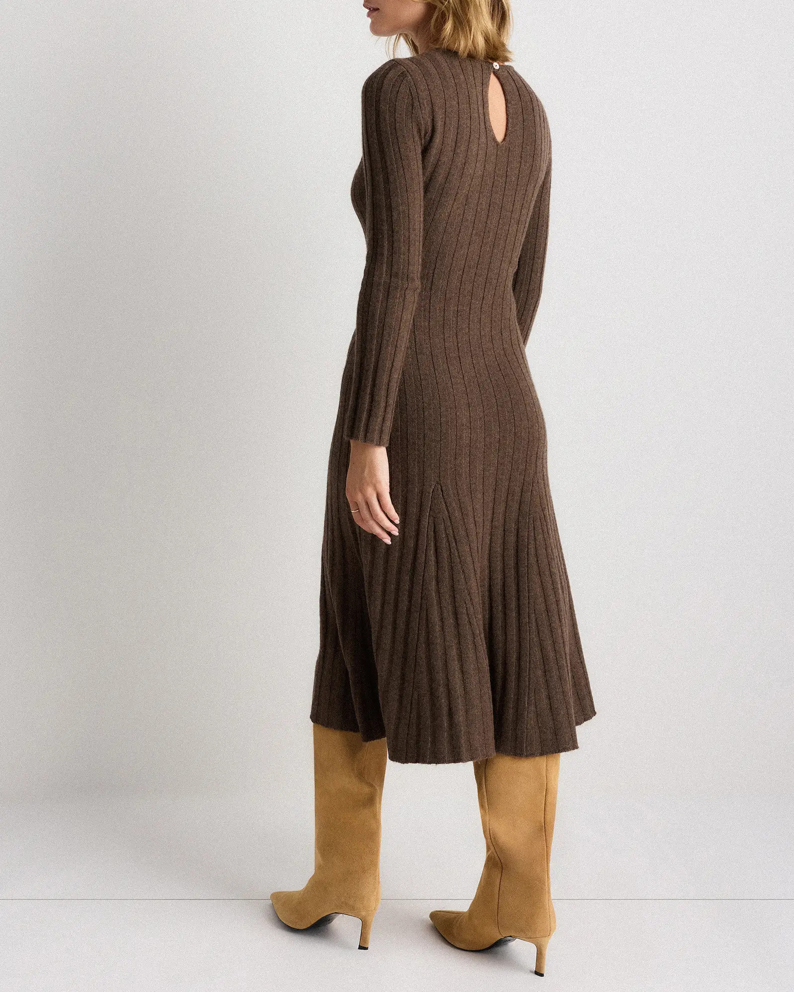 Mongolian Cashmere Wide-Rib Midi Dress | Quince