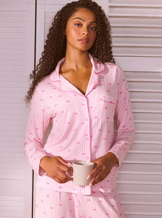 Stripe & Bow Modal Pyjama Set | Boux Avenue | Boux Avenue (UK)