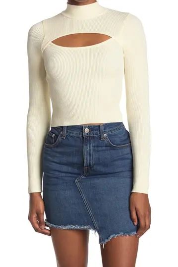 Laser Cut Out Long Sleeve Mock Neck Top | Nordstrom Rack