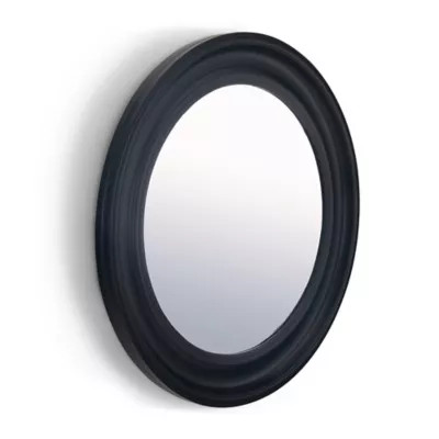 Simpli Home® Calista 32.5-Inch Round Wall Mirror in Black | Bed Bath & Beyond