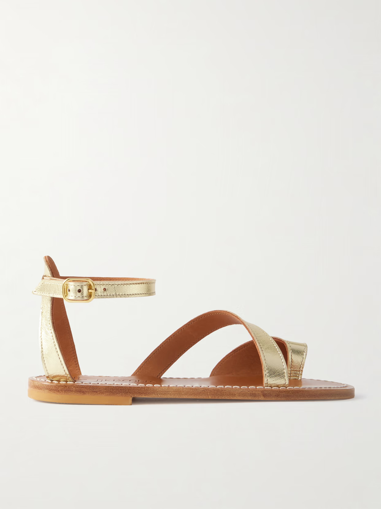 K Jacques St Tropez - Anaelle Metallic Leather Sandals - Gold | NET-A-PORTER (UK & EU)