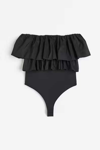 H & M - Bandeau-Tangabody mit Volants - Schwarz - Damen | H&M (DE, AT, CH, NL, FI)