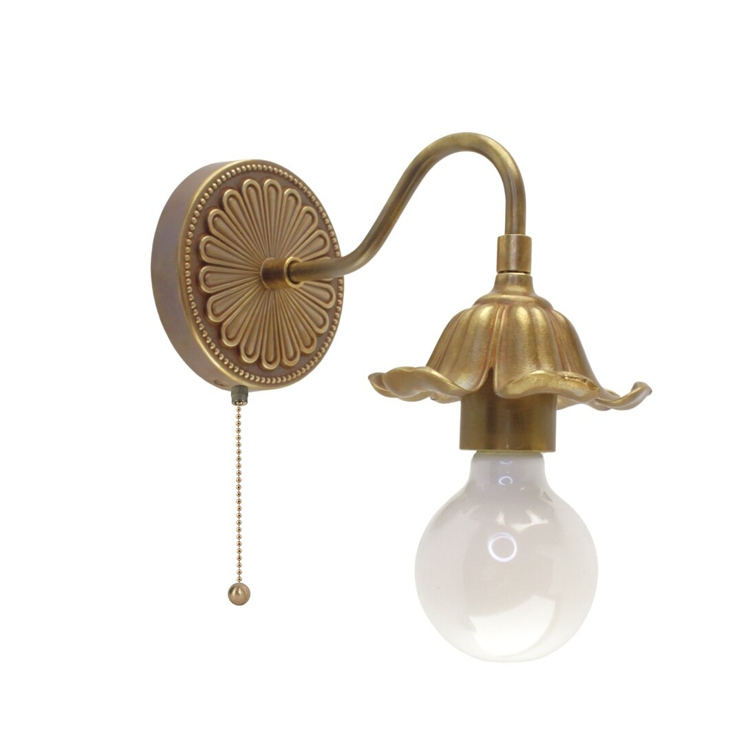 Cast Brass Flower Wall Sconce With Pull Chain - Vintage Style - Etsy | Etsy (US)