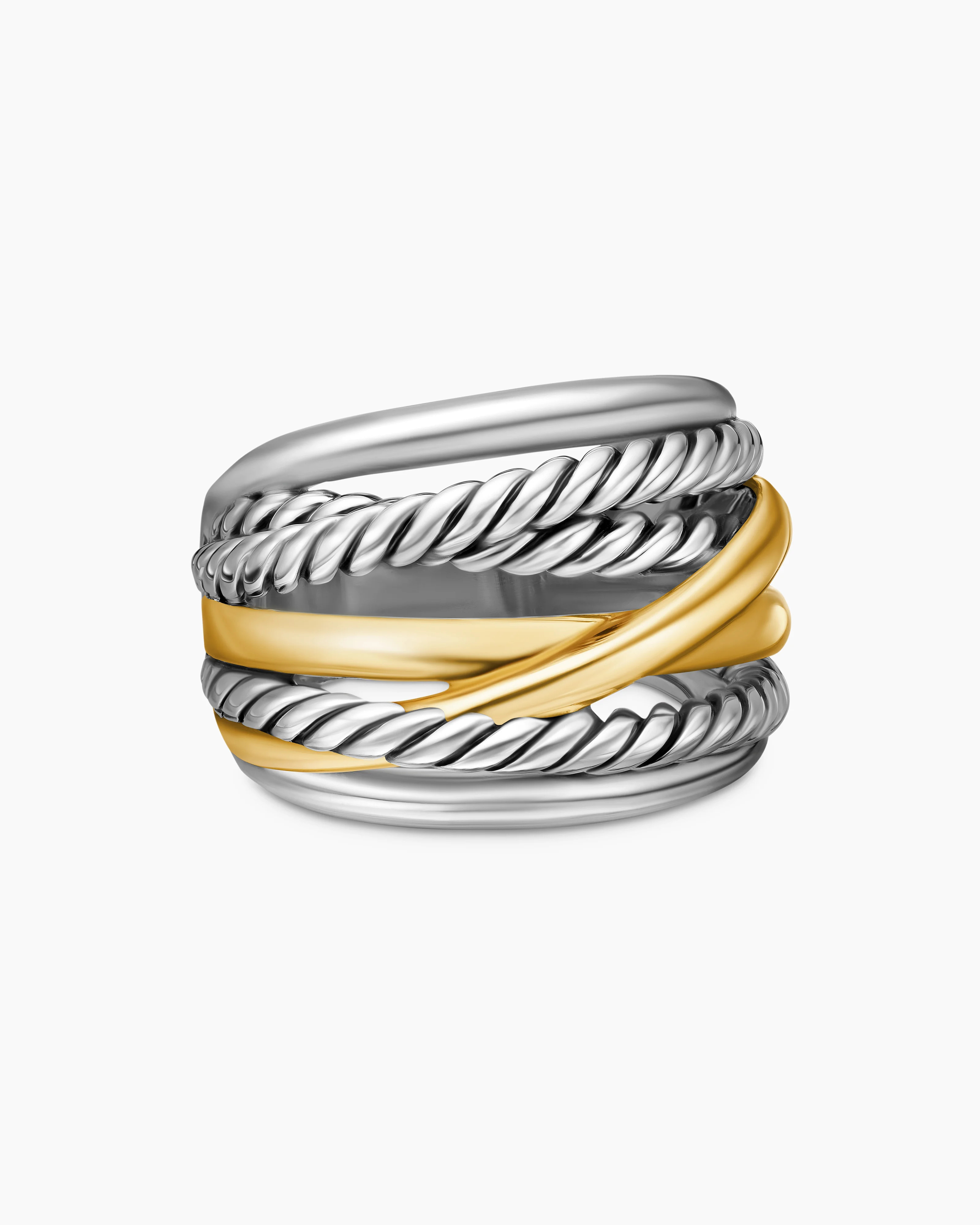 David Yurman | Crossover Ring in Sterling Silver with 14K Yellow Gold, 17mm | David Yurman