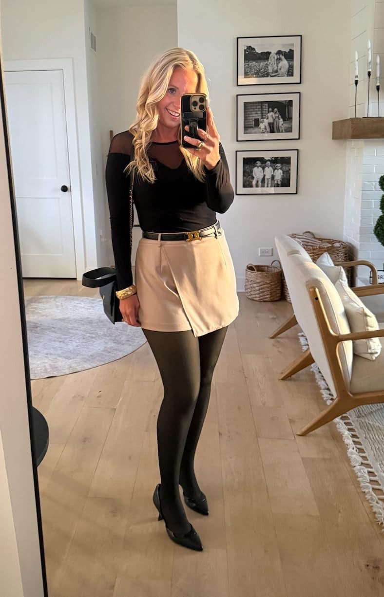 I sized up to a large in this skort set. I decided to mix things up and add a bodysuit and a different belt. I'm wearing fleece lined tights since it's a bit chilly today.

#LTKmomlife #LTKOver40 #LTKootd