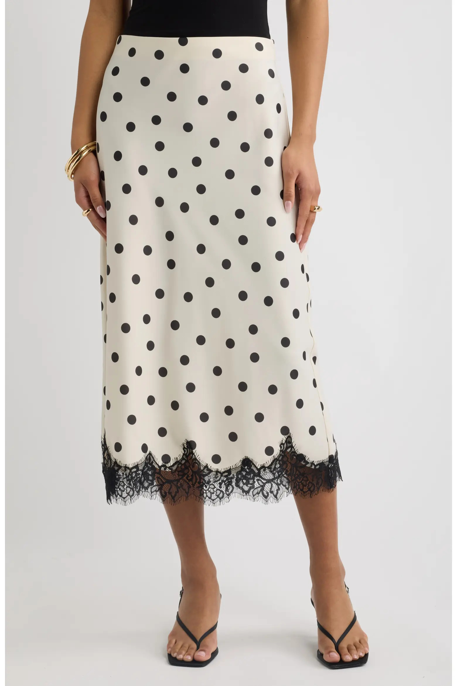 Open Edit Lace Trim Satin Midi Skirt (Women) | Nordstrom | Nordstrom