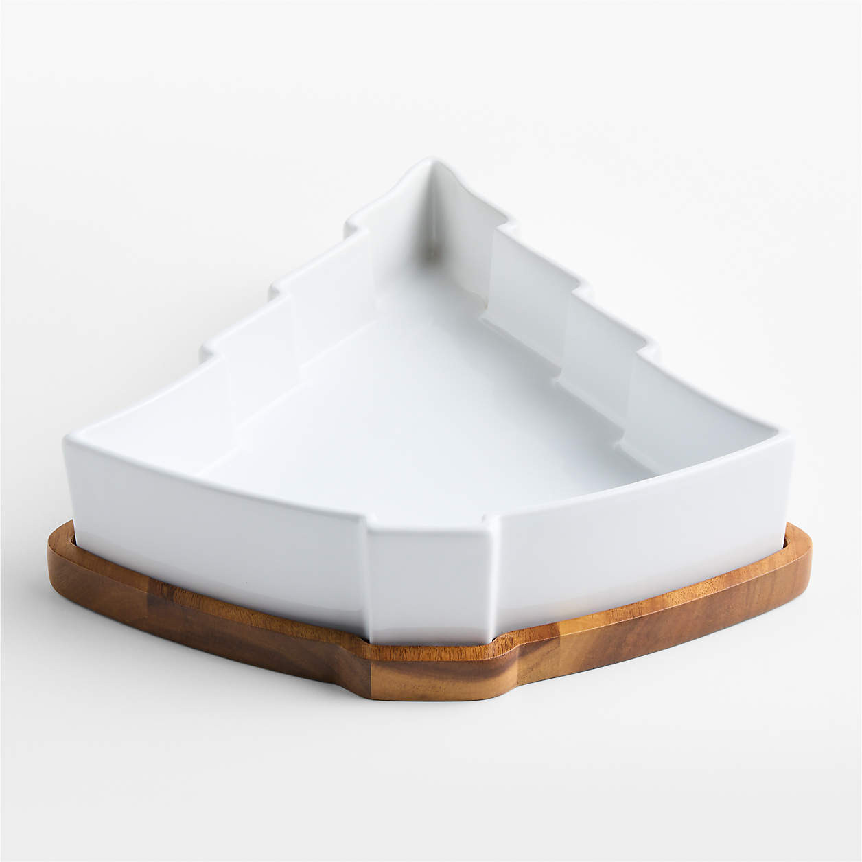 Holiday Tree Oven-to-Table Casserole Dish with Wood Trivet + Reviews | Crate & Barrel | Crate & Barrel