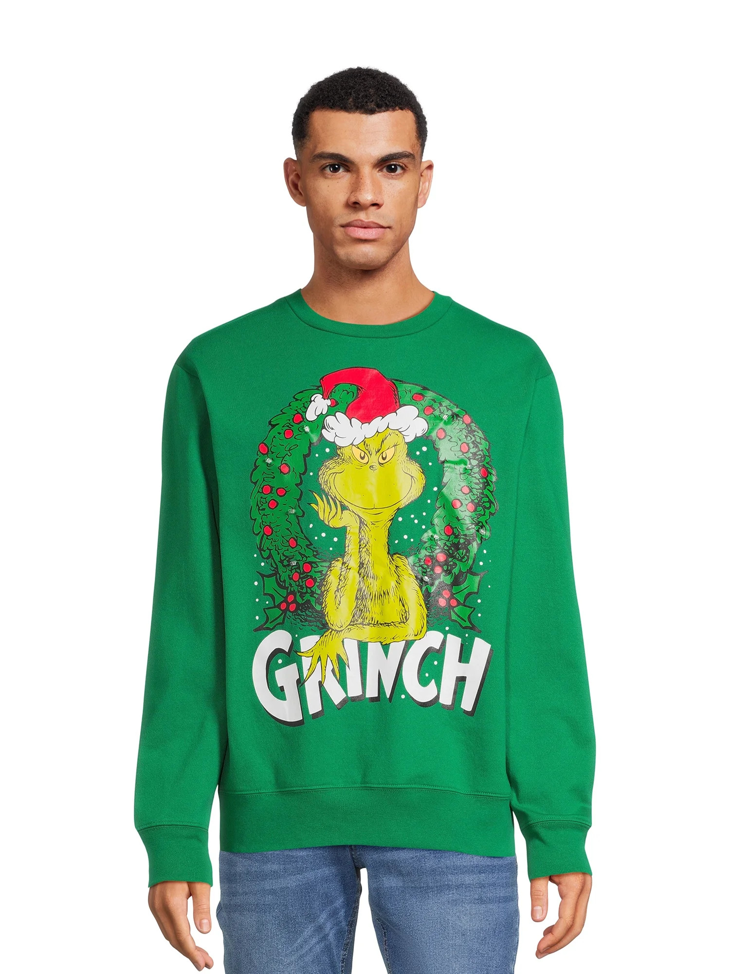 Grinch Men's Light Up Sweater with Long Sleeves, Sizes S-3XL | Walmart (US)