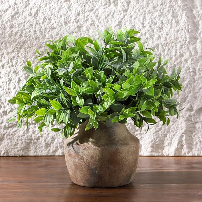 Mitt&Ditt Ceramic Flower Vase, 5.3 inch Pottery Farmhouse Rustic Vase, Handcrafted Weathered Vase... | Amazon (US)