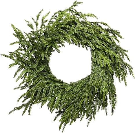 Somikis 24 Inch Green Wreaths for Front Door Real Touch Norfolk Pine Wreath for Spring Summer Ind... | Amazon (US)