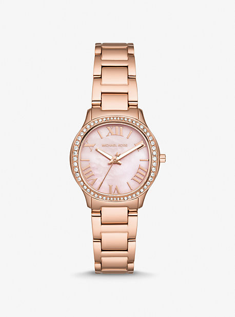 Mini Sage Pavé Rose Gold-Tone Watch | Michael Kors US