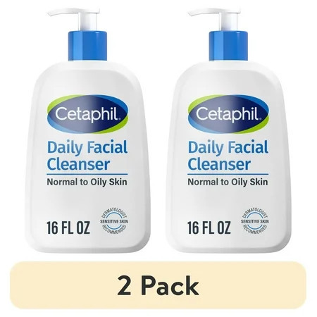 (2 pack) Cetaphil Daily Facial Cleanser for Sensitive, Combination to Oily Skin, 16 oz | Walmart (US)