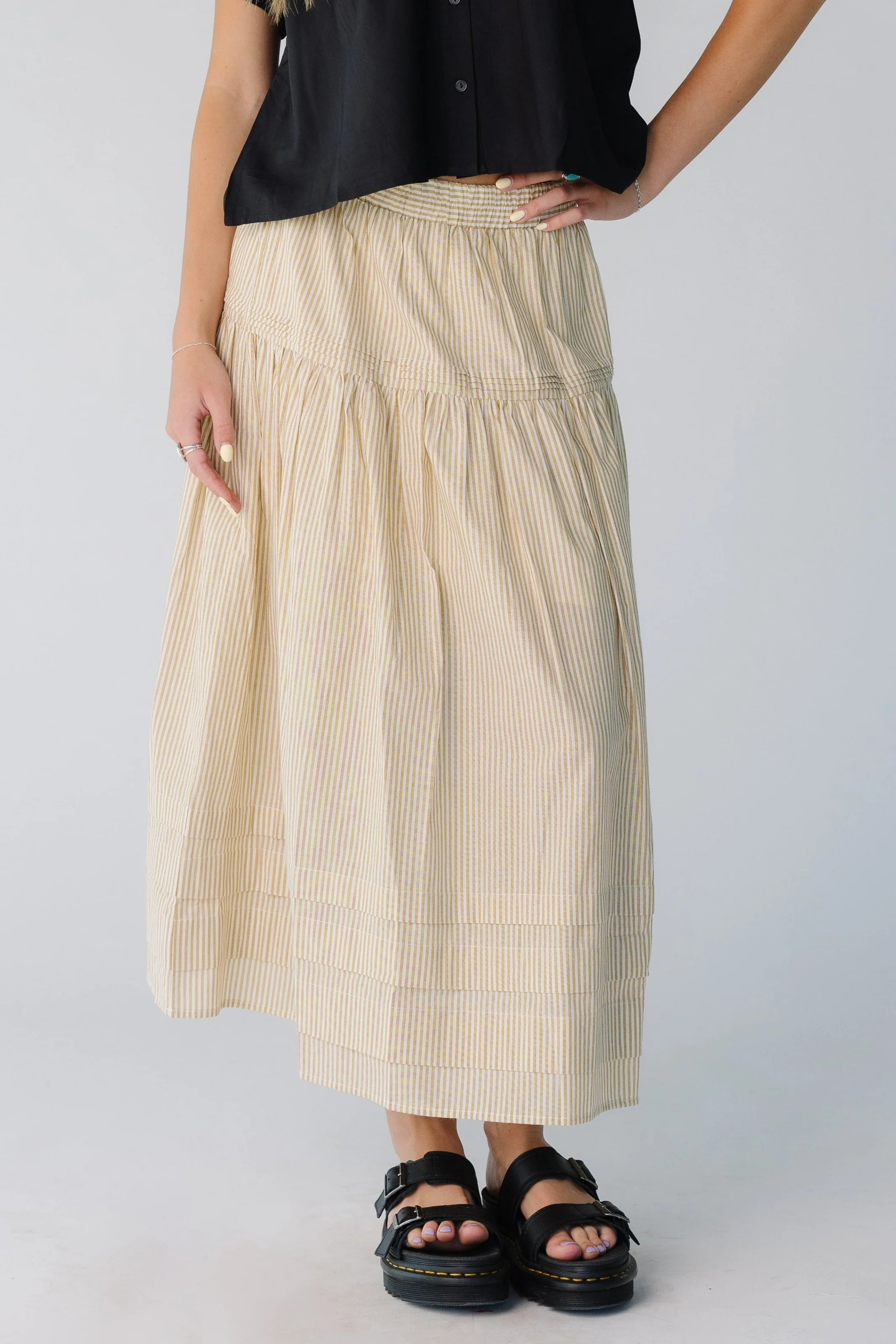 Stripes Pleated Skirt | Called To Surf