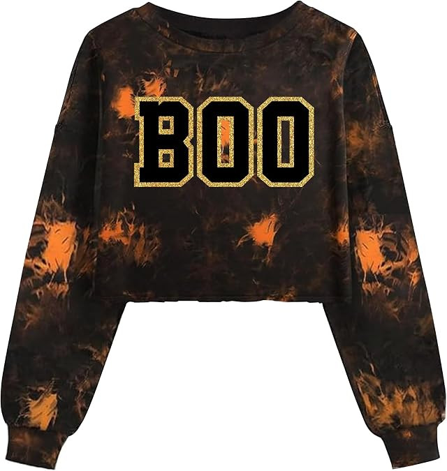 Halloween Sweatshirt for Women Spooky Ghost Halloween Crop Tops | Amazon (US)