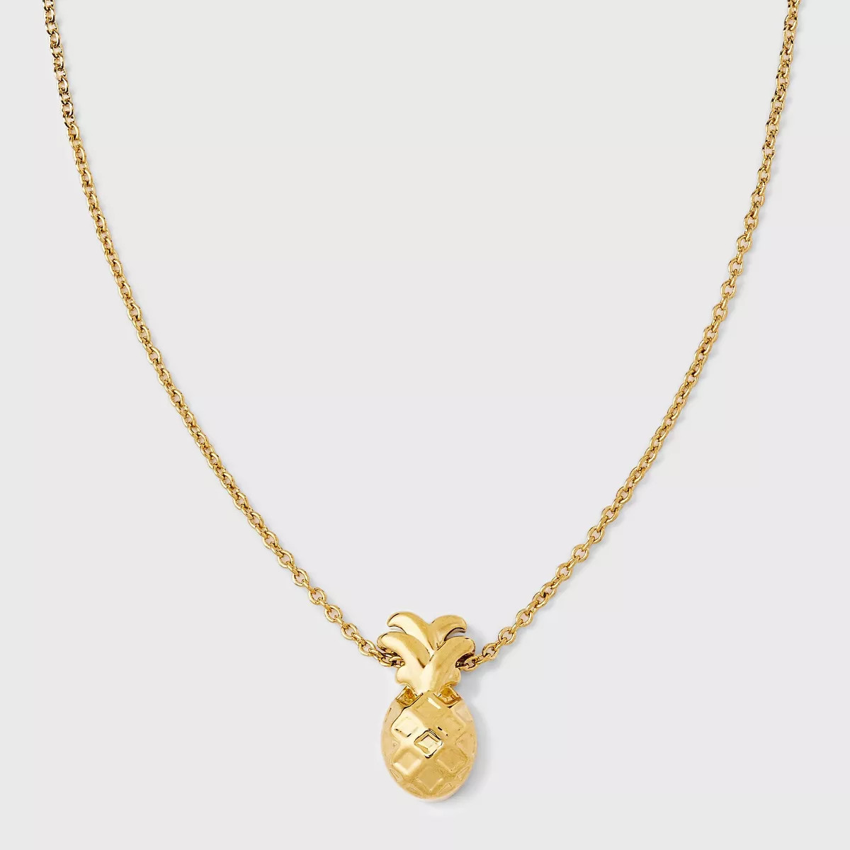 Tiny Tags 14K Gold Ion Plated Pineapple Pendant Necklace - Gold | Target