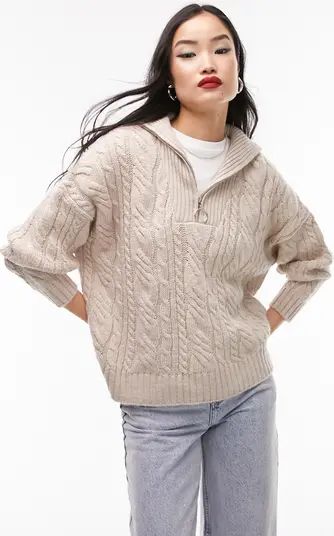 Oversize Cable Knit Half Zip Sweater | Nordstrom