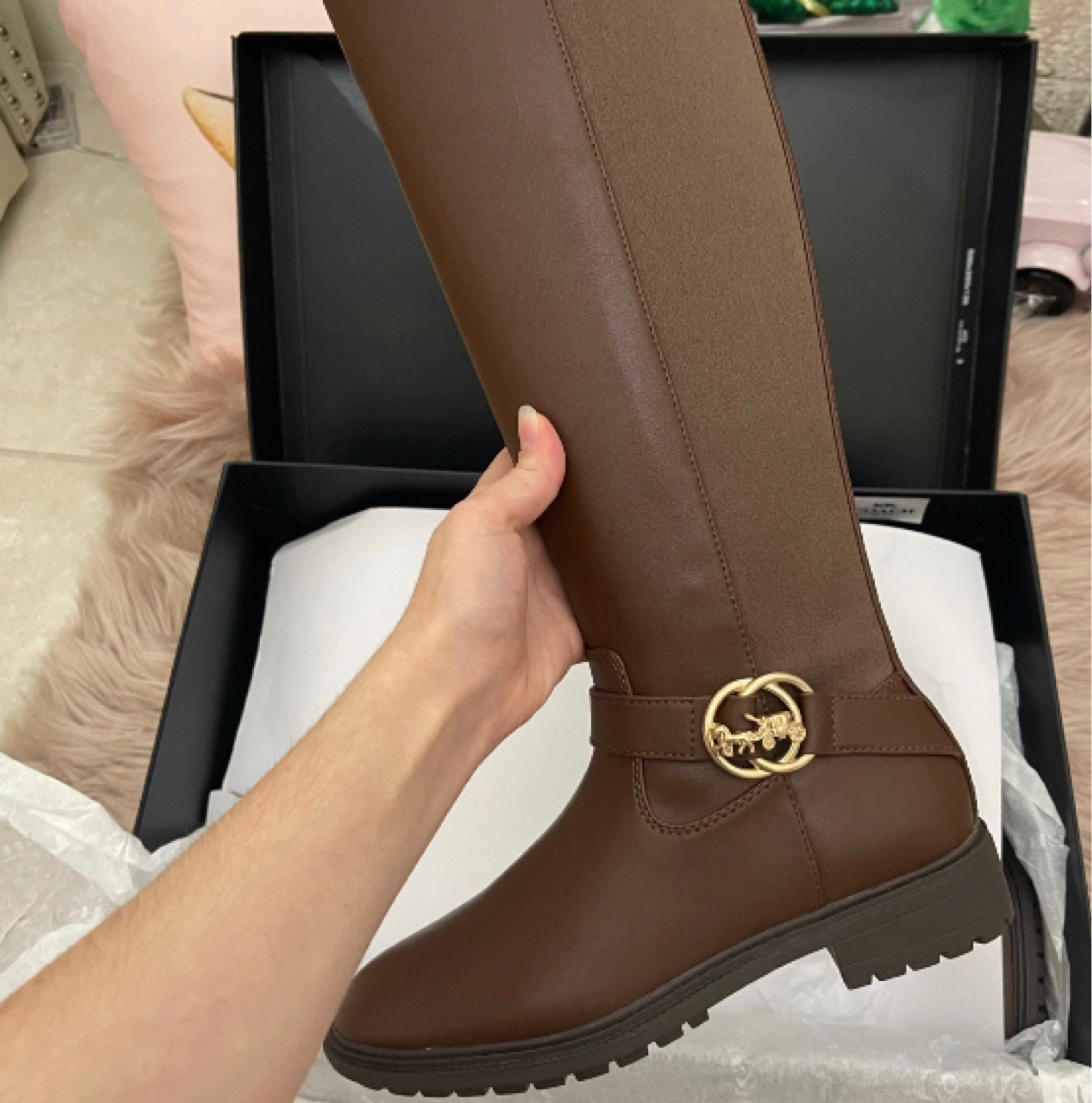 Similar coach riding boots back in stock at Macys, comes in brown and black. 

Fall outfit, autumn, equestrian boots, booties, coach boots, designer look, old money style, old money look, old money fall outfit ideas, back to college, college girl outfit ideas, petite fall style, over the knee boots, under the knee boots, on the knee boots, otk, fall looks, fall boots, macys sale #LTKFall #LTKFallSale 

#LTKstyletip #LTKSeasonal #LTKshoecrush