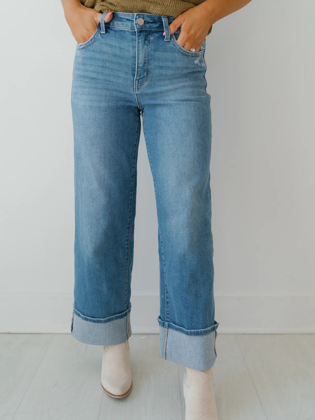 Moore High Rise Cuff Wide Jeans | Landry Kate