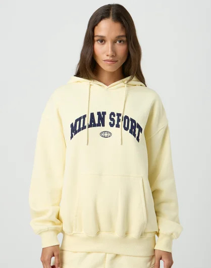Embroidered Print Oversized Hoodie in Milan/ Better Be Butter | Glassons | Glassons (Australia)