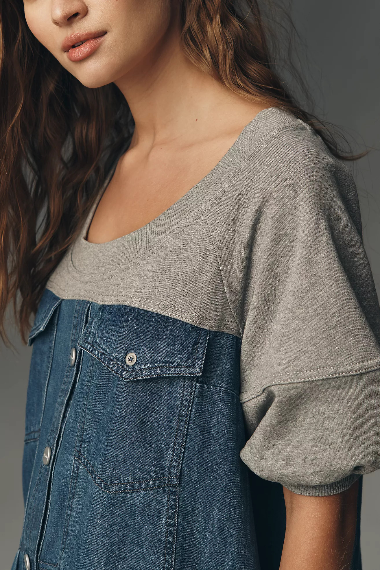 Pilcro Denim Sweatshirt Twofer Swing Dress | Anthropologie (US)