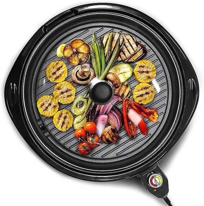 Elite Gourmet EMG-980B Large Indoor Electric Round Nonstick Grill Cool Touch Fast Heat Up Ideal L... | Amazon (US)
