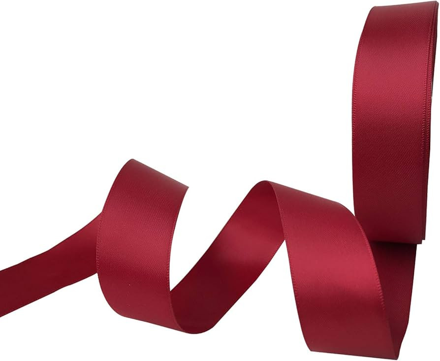 QIANF 3/8 Inch Wide Double Face Satin Ribbon No Fading Woven Ribbon - 25 Yard (268-Burgundy) | Amazon (US)
