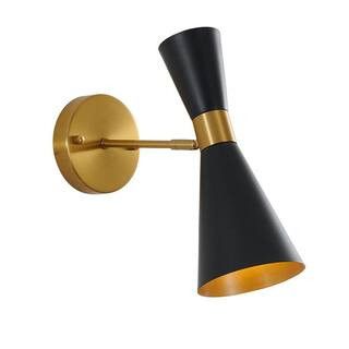 Jenson 1-Light Black and Gold Wall Sconce | The Home Depot
