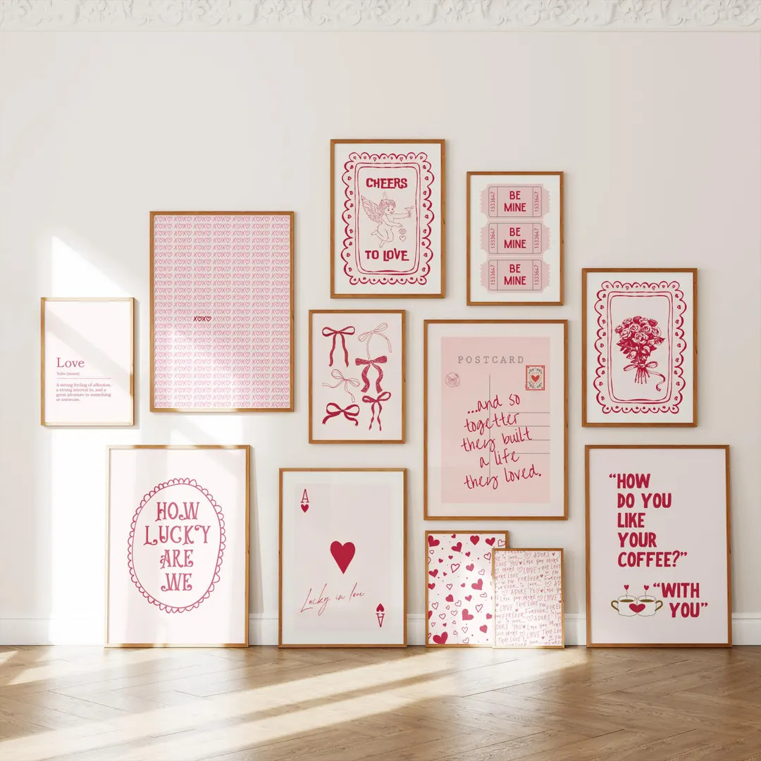 Valentines Day Prints Set of 15: Romantic Wall Art, Trendy Love Poster, Valentines Wall Decor, ( ... | Etsy (US)