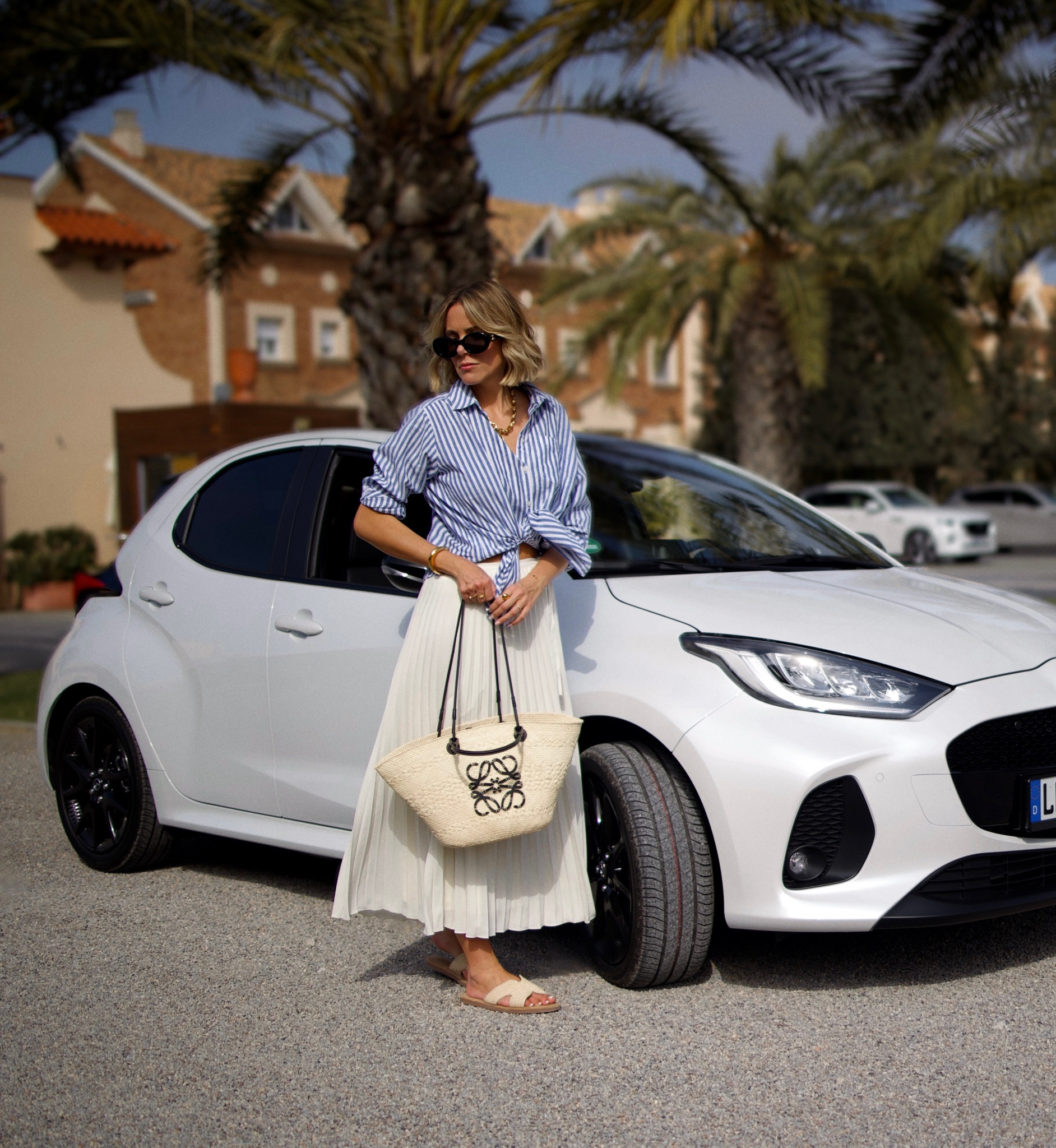 Summer outfit
White skirt
Midaxi skirt
Maxi skirt
Pleated skirt
Blue striped shirt 
Linen shirt 
Basket bag

#LTKeurope #LTKstyletip #LTKSeasonal